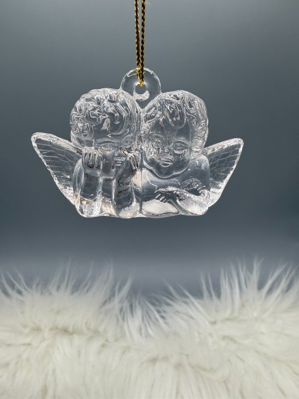 VTG Mikasa Crystal 'Double Angel' Ornament NIB